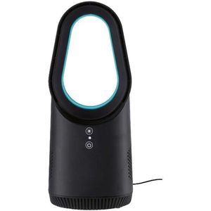 SILVERCREST® Bladloze tafelventilator met LED - 3 Ventilatiestanden - Vermogen: 6 W - Hoogte: 30,5 cm - Eenvoudige bediening via 2 knoppen - Stiller dan gewone ventilatoren - Zwart
