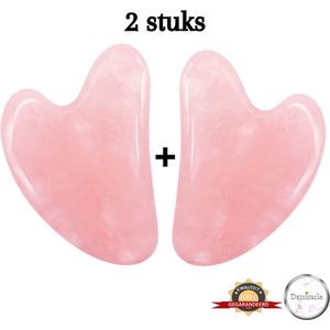 Demiracle® Rose Quartz Gua Sha Schraper – 2 Stuks – Massagehulpmiddel – Gezichtsmassage – Massage – Ontspanning – Kwaliteit