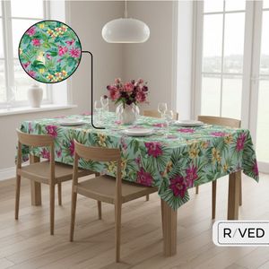Raved Tafelzeil Jungle  140 cm x  180 cm - Roze - PVC - Afwasbaar