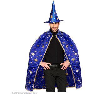 Widmann - Tovenaar & Tovenares & Waarzegster Kostuum - Magische Blauwe Tovenaar Van Starmanie Kostuum - Blauw - Medium / Large - Halloween - Verkleedkleding