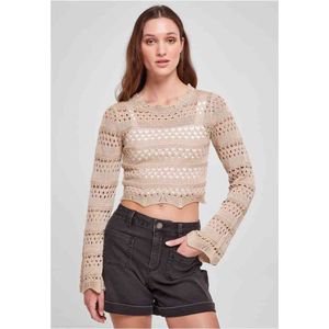 Urban Classics - Cropped Crochet Knit Crop top - XS - Beige