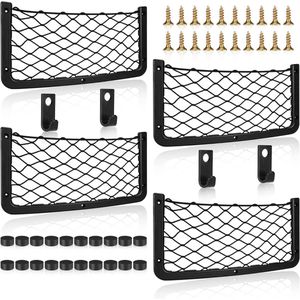 4 stuks opbergnetten voor campers, elastische opbergtas voor kofferbak met kunststof frame, van camper, caravan, boot, auto, opbergoplossingen, accessoires voor het opbergen van telefoon/waterfles/toiletartikelen, 36CM * 18CM