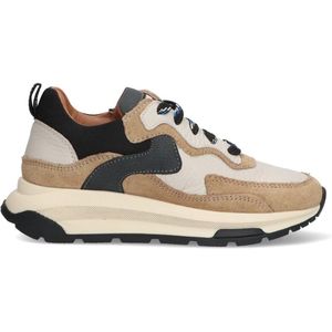 Braqeez 425973-408 Jongens Lage Sneakers - Beige - Leer/Nubuck - Veters