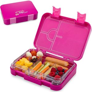 Junior broodtrommel voor kinderen met vakken, BPA-vrije lunchbox voor kinderen, Bento Box voor kinderen, broodtrommel, snackbox, perfect voor school, kleuterschool en onderweg (paars)