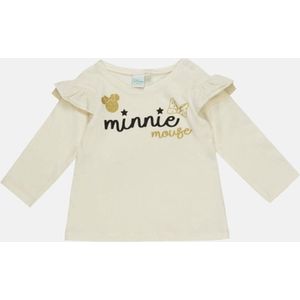Disney Minnie Mouse Baby Shirt - Lange Mouw - Off White/Goud - Maat 86 (Tot 24 Maanden)