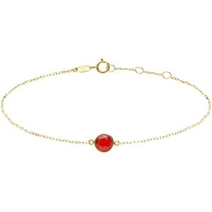 Lucardi Dames 14 karaat geelgouden armband met birthstone hanger Januari - Armband - 14 Karaat Goud - Goud - 18.50 cm