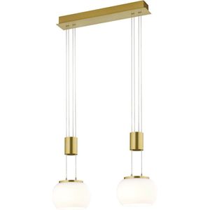 Trio leuchten - LED Hanglamp - Hangverlichting - 16W - 2-lichts - Warm Wit 3000K - Dimbaar - Rechthoek - Goud - Aluminium