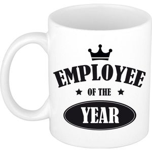 Employee of the year/ werknemer van het jaar mok wit - collega cadeau mok / beker - Bedankt cadeau
