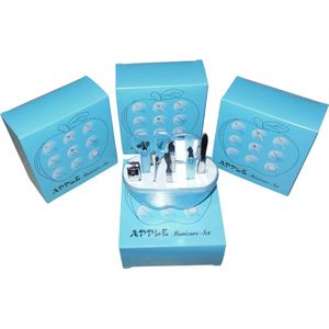 Manicure set appel-vorm lichtblauw set van 4 stuks. - Verjaardagscadeau