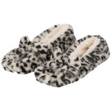 Apollo - Ballerina Sloffen - Wit - Luipaardprint - Pantoffels - Antislip Zool