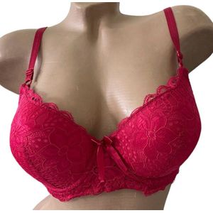 Dames BH 1267 push up met kant 75B donkerrood