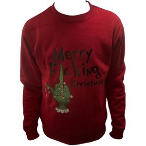 Kersttrui Merry Fcking Christmas | Foute Kersttrui Dames Heren | Kerstcadeau | Kerstpakket | rood | maat L