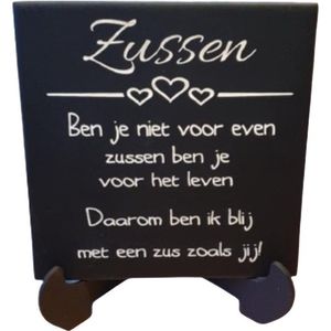 Keramiek spreukentegel - zussen - vriendinnen - incl houten stander