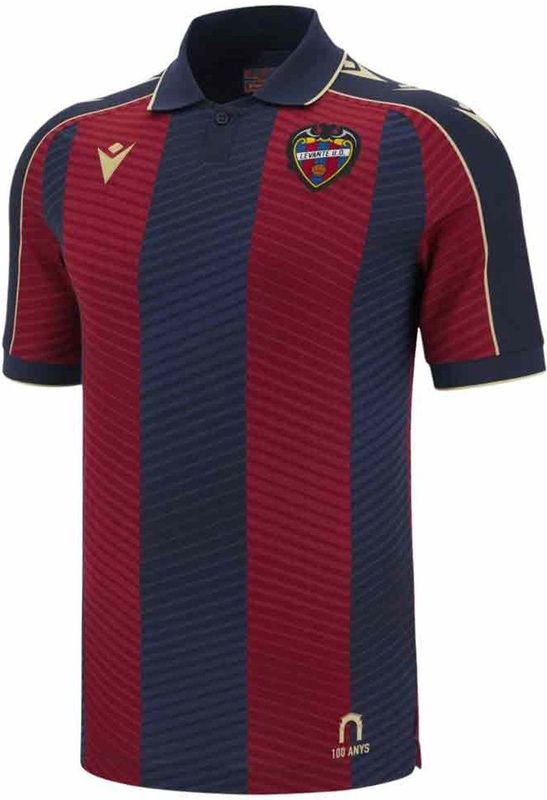 Macron - Levante UD 25/26 - Thuis T-shirt - Korte Mouwen - Blauw en Granaatrood