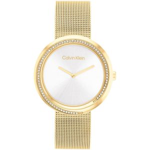 Calvin Klein CK25200150 Twist Dames Horloge - Mineraalglas - Staal - Goudkleurig - Ø 34 mm - Quartz - Druksluiting - 3 ATM (spatwater)