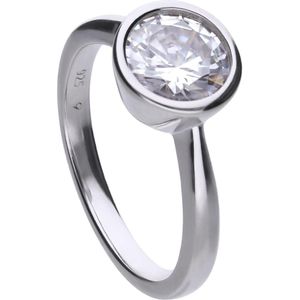 Diamonfire - Zilveren ring met steen Maat 16.5 - Steenmaat 8 mm - Kastzetting
