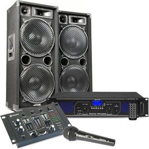 MAX212 DJ set met o.a. speakers, versterker en mixer - 2800W