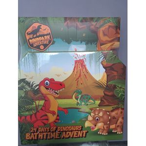 adventskalender kinderen - advents kalender dinosaurus - geschenk set kinderen - douche gel - badfizzer - badschuim - badparels