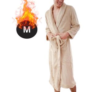 Livano Badjas Heren - Fleece - Katoen - Badstof - Sauna - Hamam - Wafel - Bathrobe - Duster - Ochtendjas - Kimono - Khaki M