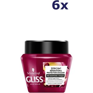 6x Gliss haarmasker & pre shampoo 300ML Gekleurd haar