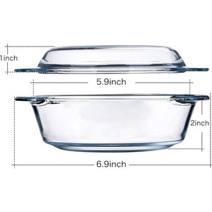 Kleine stoofpan met glazen deksel, 0,65 l, 15 cm, individuele pan met handgrepen, magnetron, ovenbestendig