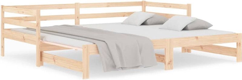 VidaXL Uitschuifbare Slaapbank Massief Grenenhout 2x(90x190) cm