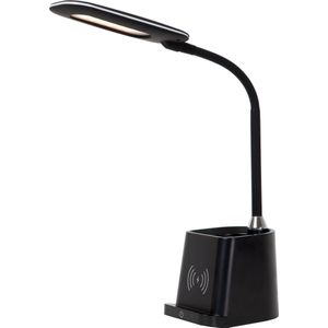 Lucide PENNY - Bureaulamp - LED Dimb. - 1x4,7W 3000K - Met draadloze oplader - Zwart