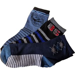 Ruinur Kindersokken - Katoenen Sokken - 3 Paar - Maat 27-30 - Donkerblauw Multicolour