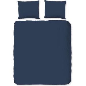 Zachte Katoen/Satijn Tweepersoons Dekbedovertrek Uni Donker Blauw | 200x200/220 | Luxe En Comfortabel | Hoogwaardige Kwaliteit