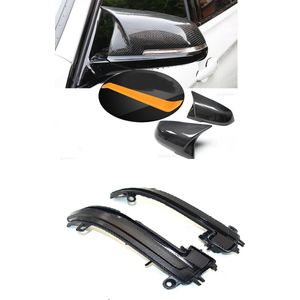 Bundel Set - Carbon look Wing Spiegel en Dynamische Led Spiegel Knipperlichten - Geschikt voor BMW
