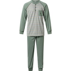 Gentlemen - heren pyjama 944229 - single jersey - knoophals - groen - maat L