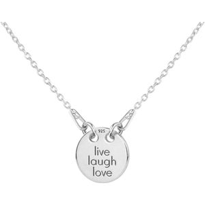 ARLIZI 1446 Ketting Live Laugh Love Bedel Hanger - Dames - 925 Zilver - 46 cm