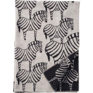 Deken eco wol zebra beige-zwart 180x130cm