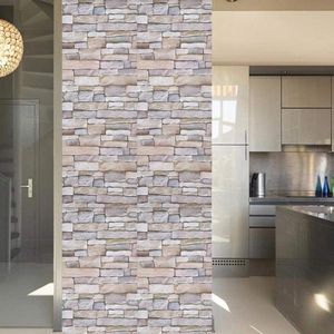 Waterdichte zelfklevende stenen muur sticker - 3D faux textuur - Stenen behang voor woonkamer en slaapkamer .
