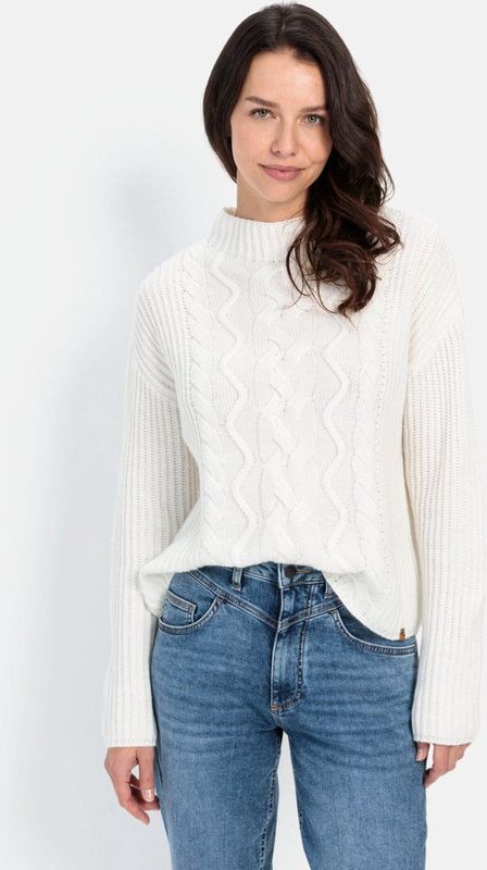 camel active - Gebreide Trui - Wit - Kabelpatroon