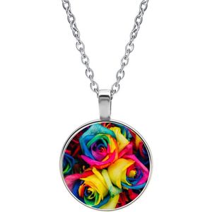 Ketting Glas - Gekleurde Rozen