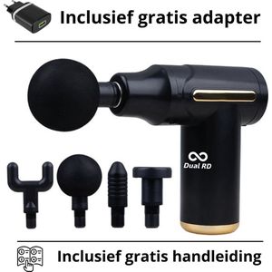 Dual R&D Massage Gun + GRATIS Adapter - Massage-Gun -Mini Massage gun - Massage Apparaat -Massagegun - Massage pistool - incl. 4 opzetstukken - Draadloos - Oplaadkabel