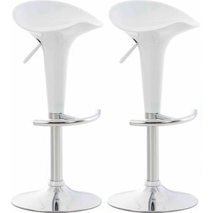 Barkrukken - wit - kunststof - in hoogte verstelbaar - zithoogte - 60 tot 81 cm - 360 graden draaibaar - Set van 2 barkrukken - modern