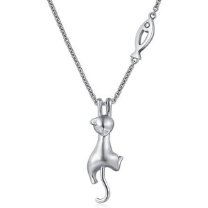 Sterling Zilveren Kattenhalsketting met Zirkonia Hanger voor Dames