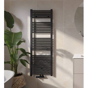 Saqu Fonti Handdoekradiator - 733W - 50x151 cm - Mat Zwart - Verwarming Badkamer - Handdoekrek Radiator