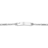 The Jewelry Collection Graveerarmband - Hart Figaro Plaat 4,8 mm 13 - 15 cm - Zilver