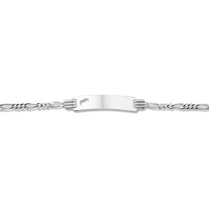 The Jewelry Collection Graveerarmband - Hart Figaro Plaat 4,8 mm 13 - 15 cm - Zilver