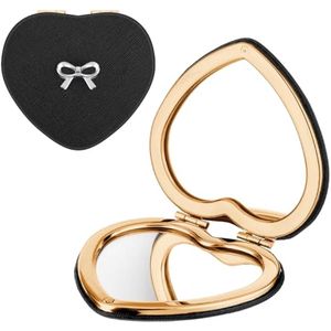 Compacte opvouwbare hartvormige make-up spiegel met 1X/2X vergroting