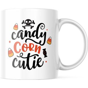Halloween Mok met tekst: Candy Corn cutie | Halloween Decoratie | Grappige Cadeaus | Grappige mok | Koffiemok | Koffiebeker | Theemok | Theebeker