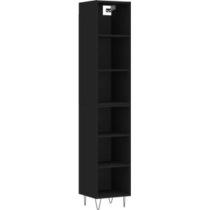 vidaXL-Hoge-kast-34,5x32,5x180-cm-bewerkt-hout-zwart