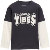 Tom Tailor - Shirt - Coal Grey - Lange Mouwen - Met Belettering