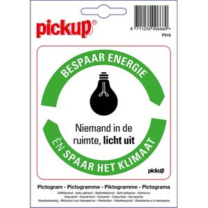 Pickup sticker Bespaar Energie spaar het klimaat: Licht uit! - 10x10 cm