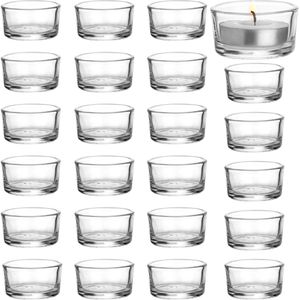 Belle Vous Helder Glas Theelicht Votief Kaars Houders Set (24 Pak) – 4,5 cm Diameter en 2,5 cm Hoogte – Voor Decor, Huwelijken, Feestjes en Tafel Settings