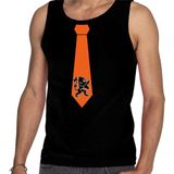 Zwart fan tanktop voor heren - oranje leeuw stropdas - Holland / Nederland supporter - EK/ WK mouwloos t-shirt / outfit XXL