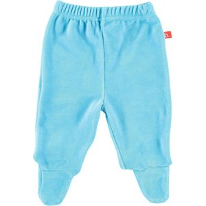 Baby broekje velours met voet turquoise 50